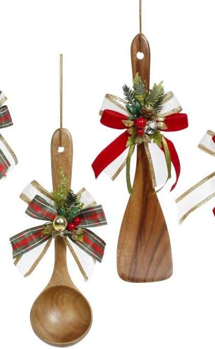 SPOONS W/TRIMS ORNAMENT 10-12.5'' Set of 4