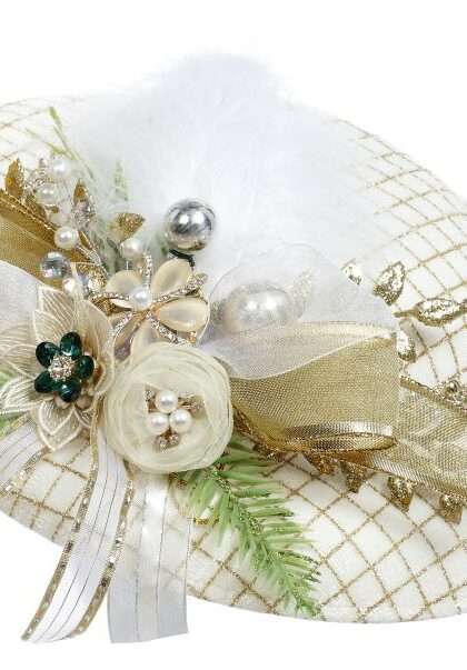 HAT ORNAMENT, WHITE 11.5X11.5''