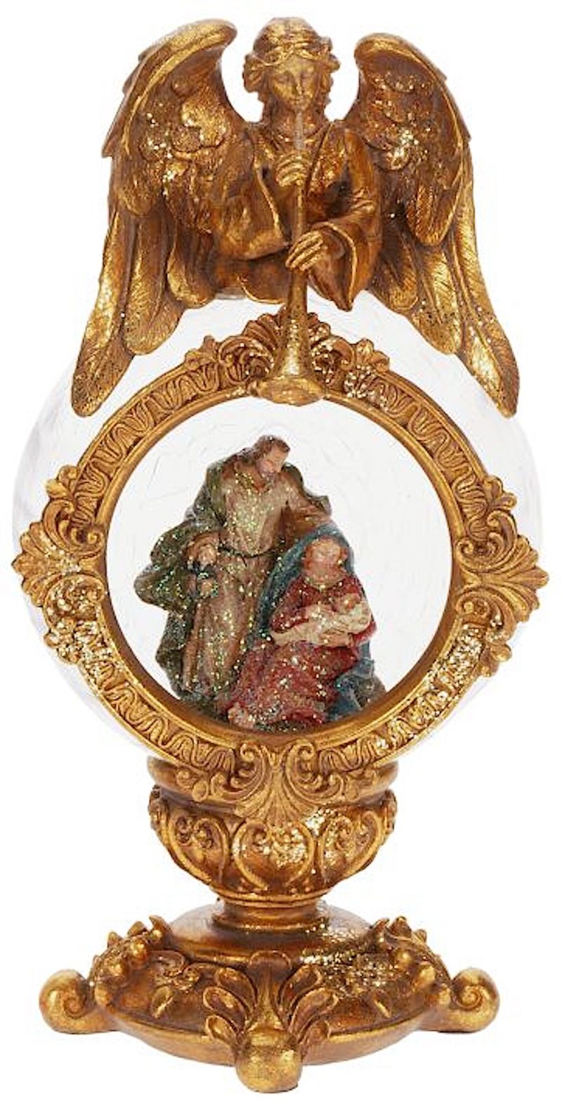 Holy Family Globe Nativity W Angel Finial Table Piece | Official Online